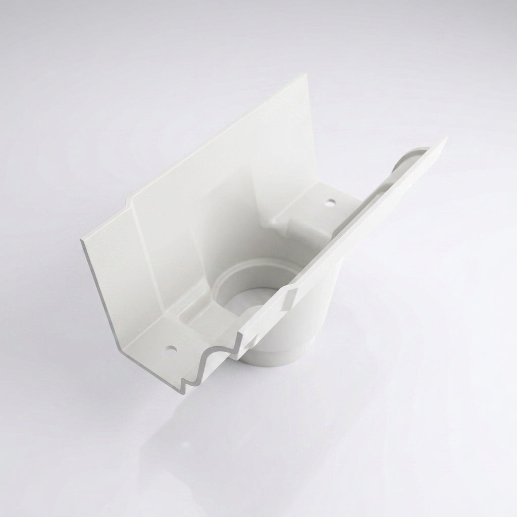 Moulded Ogee Gutter Outlet 76mm Diameter 125 x 100mm — RAL 9016