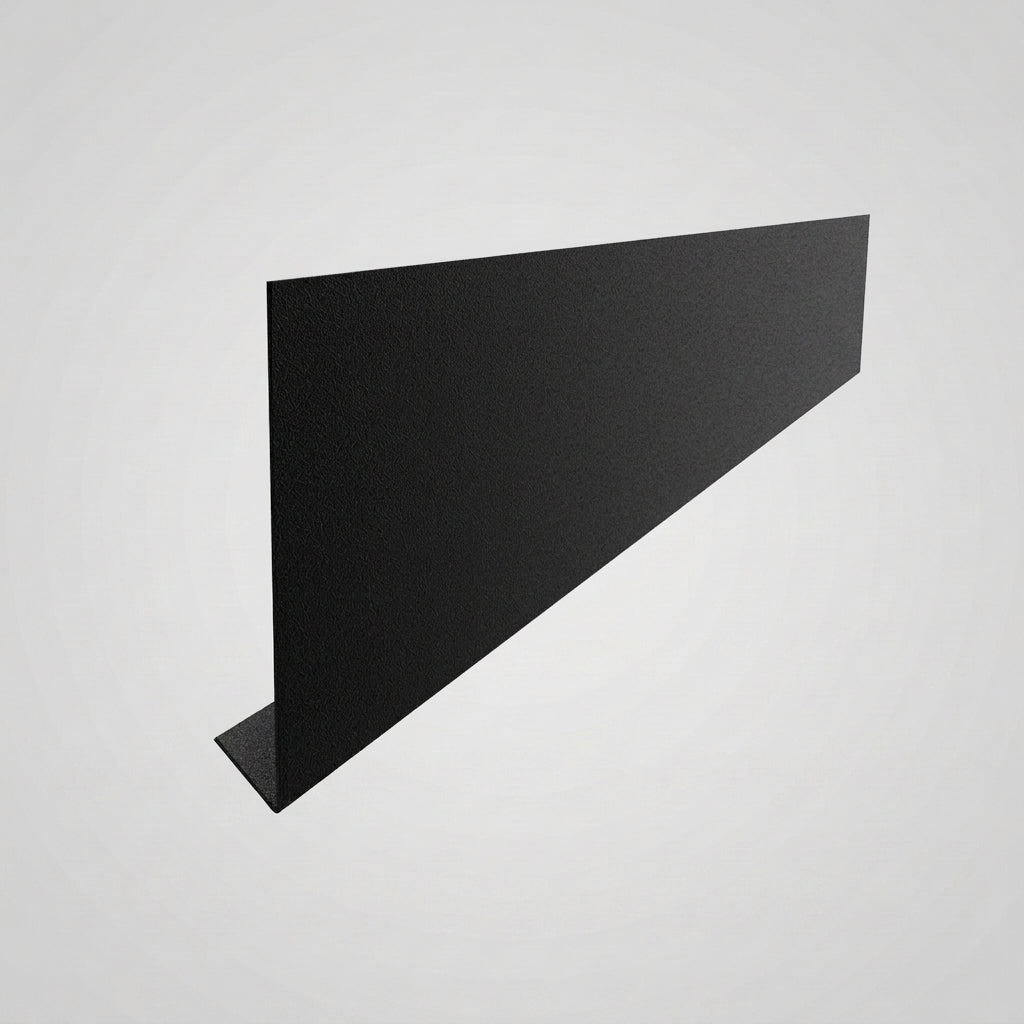 Aluminium Fascia Board Sample — Textured Black / 'V' Return