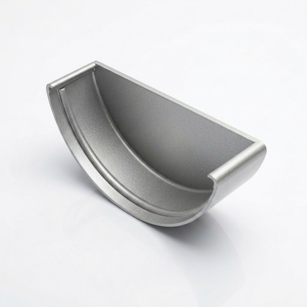 Half Round Aluminium Gutter Stop End - 125mm — RAL 9006