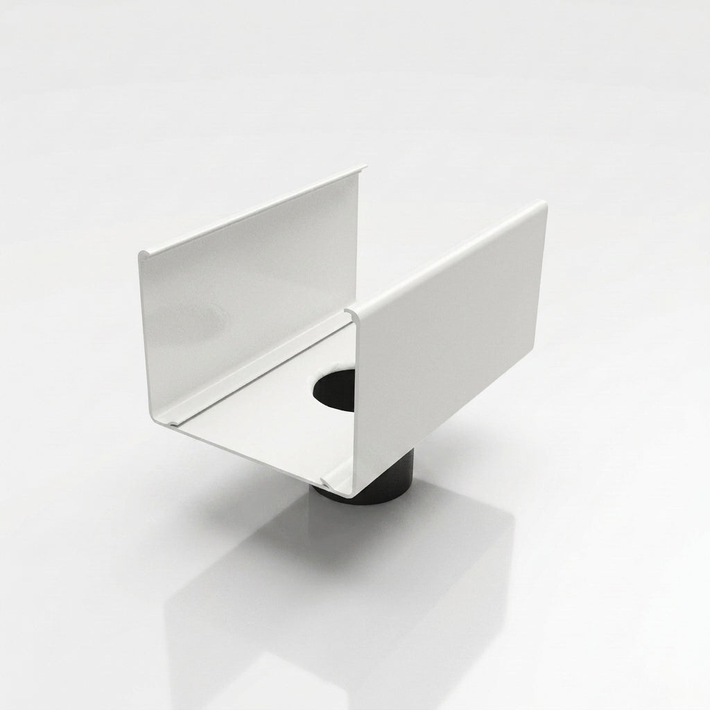 Aluminium Box Gutter Outlet 63mm Diameter 135 x 100mm — RAL 9016