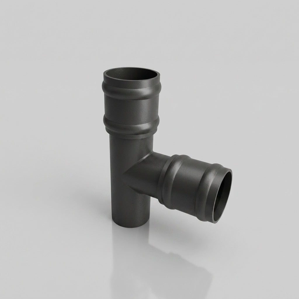 Traditional Aluminium Downpipe Branch 76mm Diameter — RAL 7022 / 92.5 Degrees