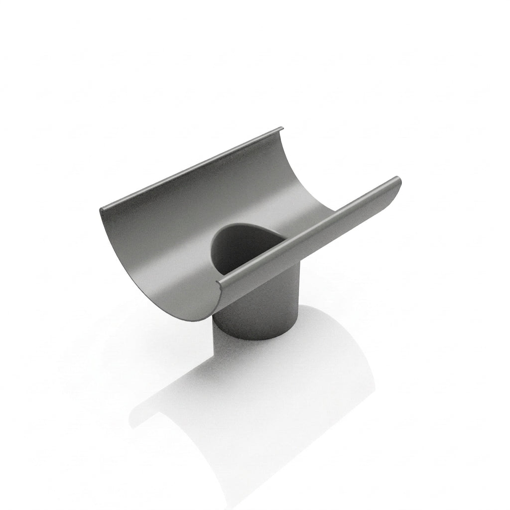 Half Round Aluminium Gutter Outlet 76mm – Marine Grade — RAL 7037