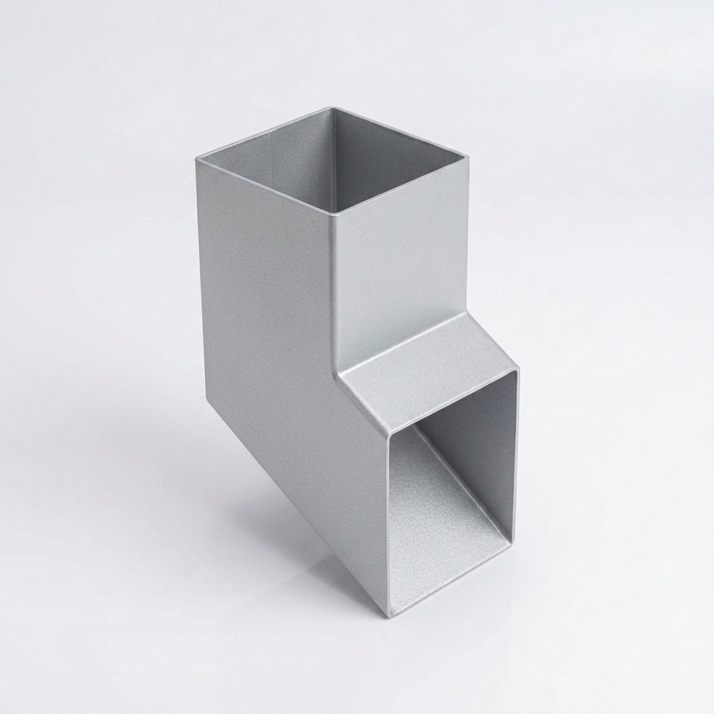 72x72mm Flush Joint Aluminium Downpipe Shoe — RAL 9006
