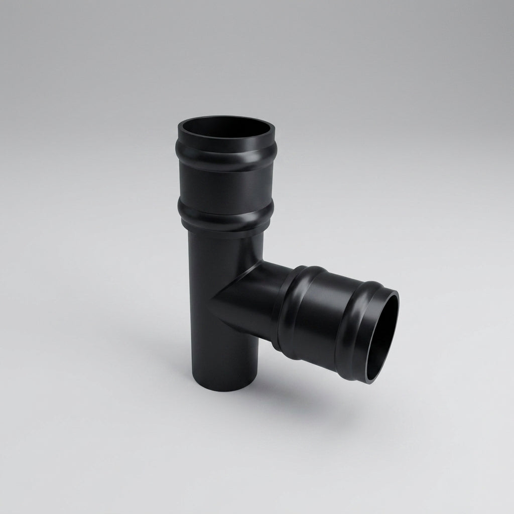 Traditional Aluminium Downpipe Branch 76mm Diameter — RAL 7021 / 92.5 Degrees