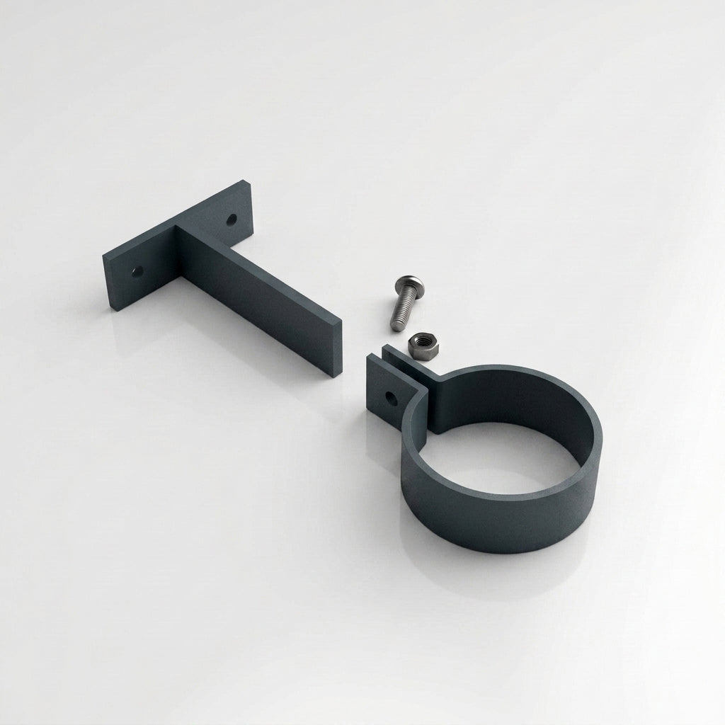 Adjustable Aluminium Pipe Clip 63mm Diameter — RAL 7016