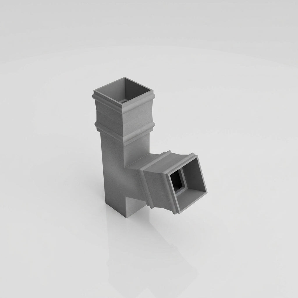 72x72mm Traditional Square Aluminium Downpipe Branches — RAL 7037 / 112.5 Degrees