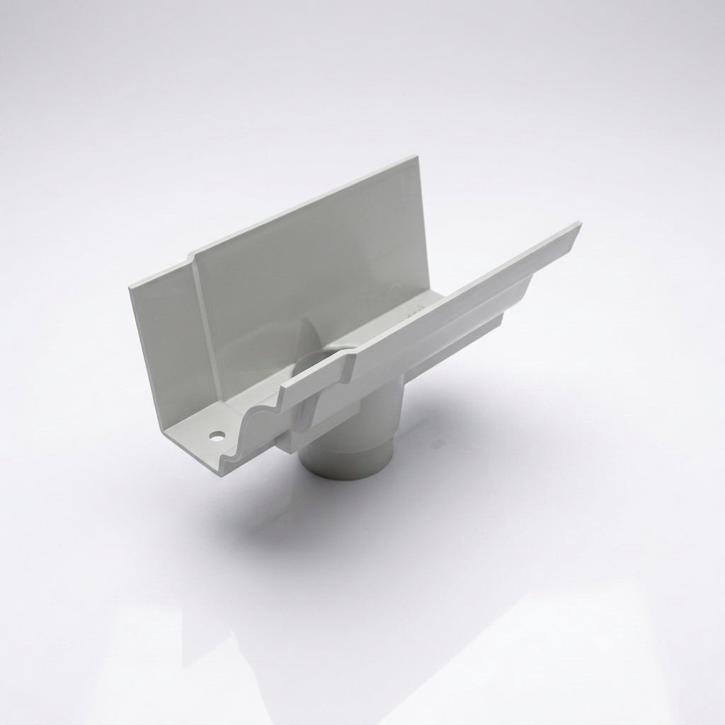 Moulded Ogee Gutter Outlet 63mm Dia, 125 x 100mm — RAL 7035