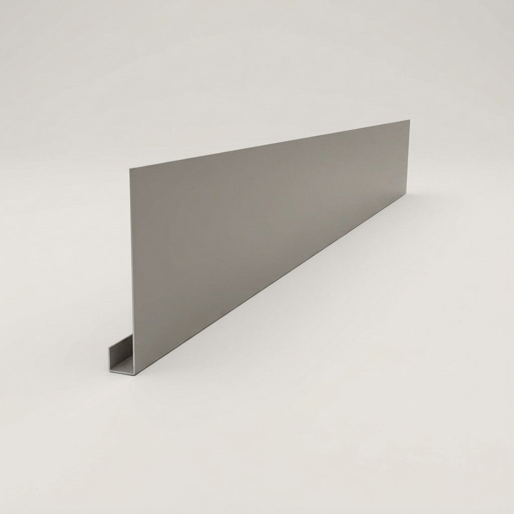 Aluminium Fascia Board Sample — RAL 7036 / 'U' Return