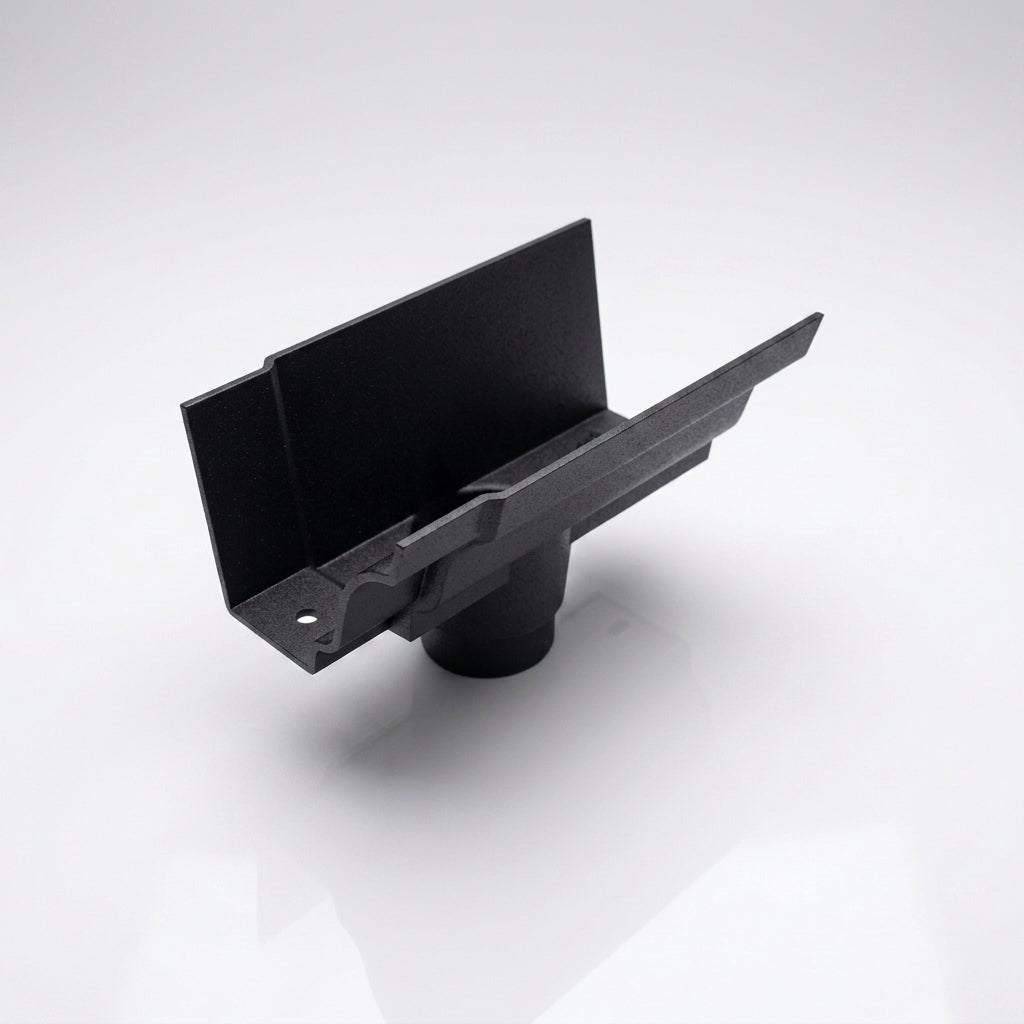 Moulded Ogee Gutter Outlet 63mm Dia, 125 x 100mm — Textured Black
