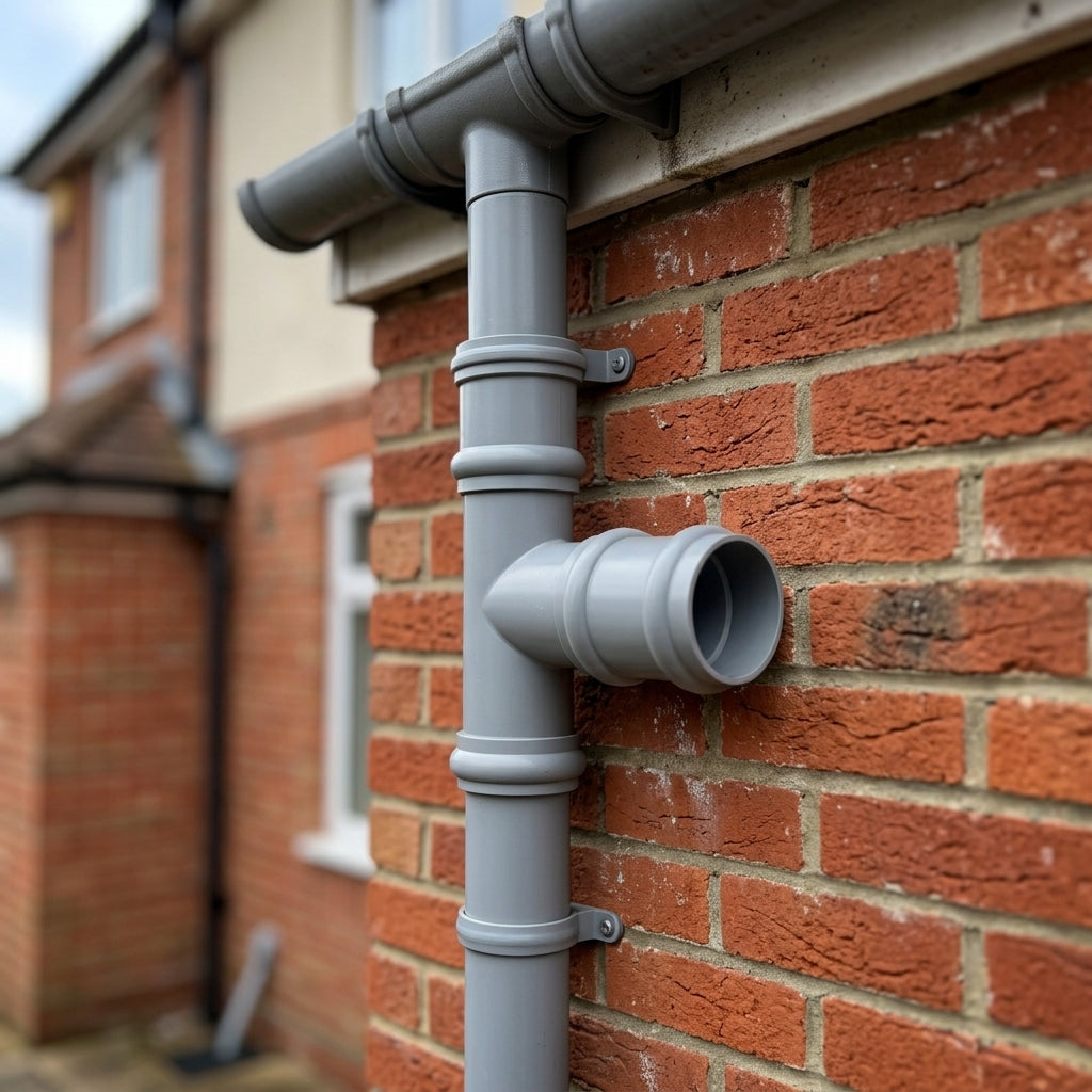 63mm Diameter Traditional Downpipe Branches 92.5° & 112.5° — RAL 7035 / 92.5 Degrees (in use)