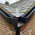 90° Aluminium Box Gutter Angle 135 x 100mm — Textured Black (in use)