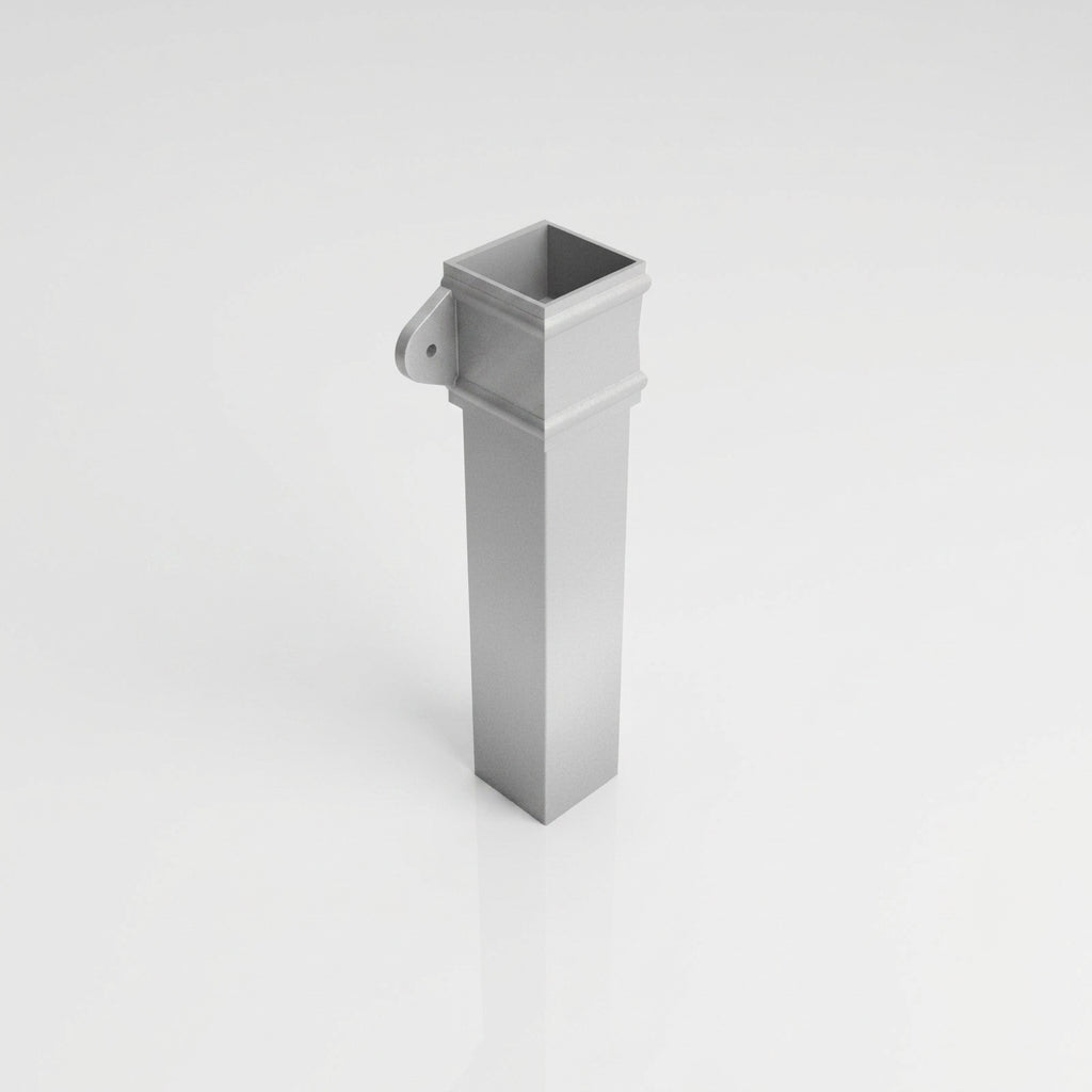 Traditional Aluminium Downpipe Sample — RAL 9006 / 72x72mm