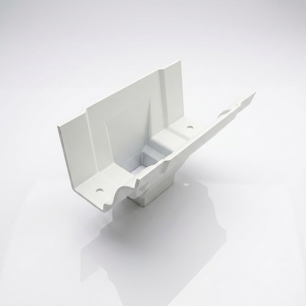 Moulded Ogee Gutter Outlet 72×72mm – 125×100mm Connection — RAL 9016