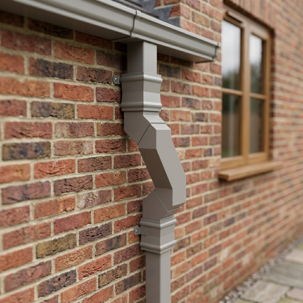 72x72mm Aluminium Adjustable Swanneck Offset — RAL 7036 (in use)