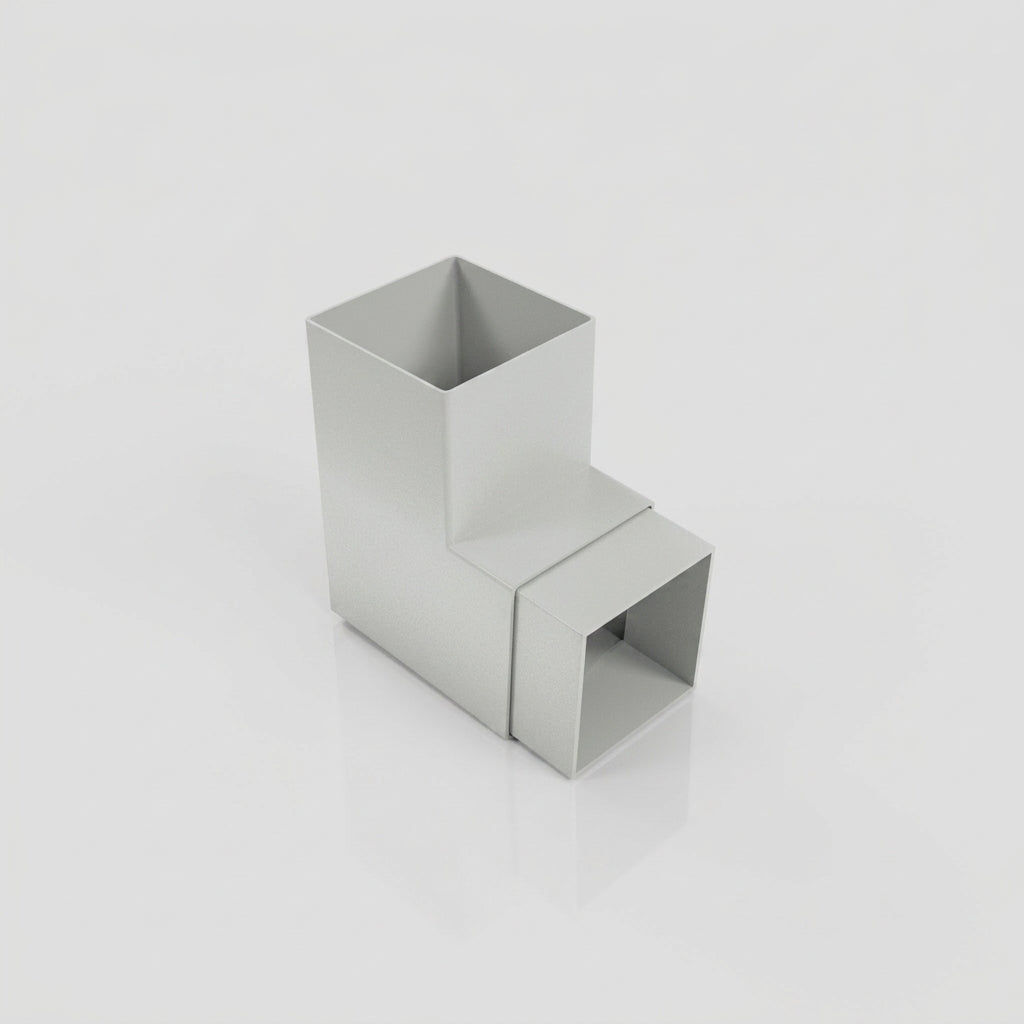 Flush Joint Aluminium Downpipe Bend 72x72mm — RAL 7035 / 92.5 Degrees
