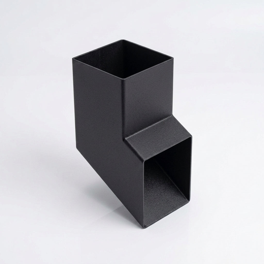 72x72mm Flush Joint Aluminium Downpipe Shoe — Textured Black