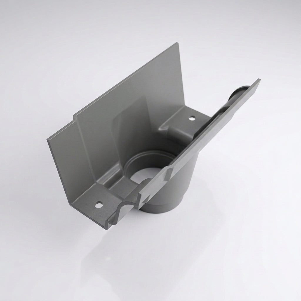 Moulded Ogee Gutter Outlet 76mm Diameter 125 x 100mm — RAL 7037