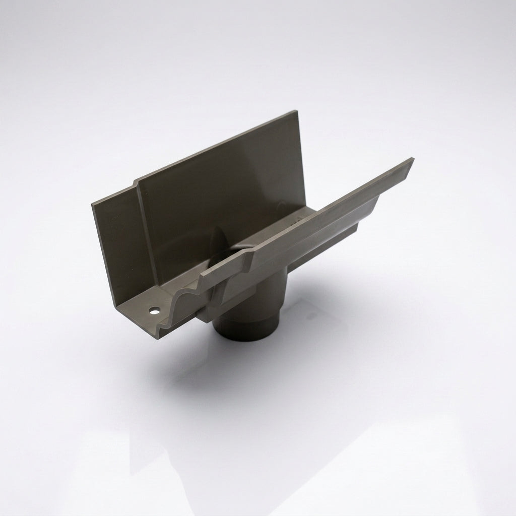 Moulded Ogee Gutter Outlet 63mm Dia, 125 x 100mm — RAL 7022