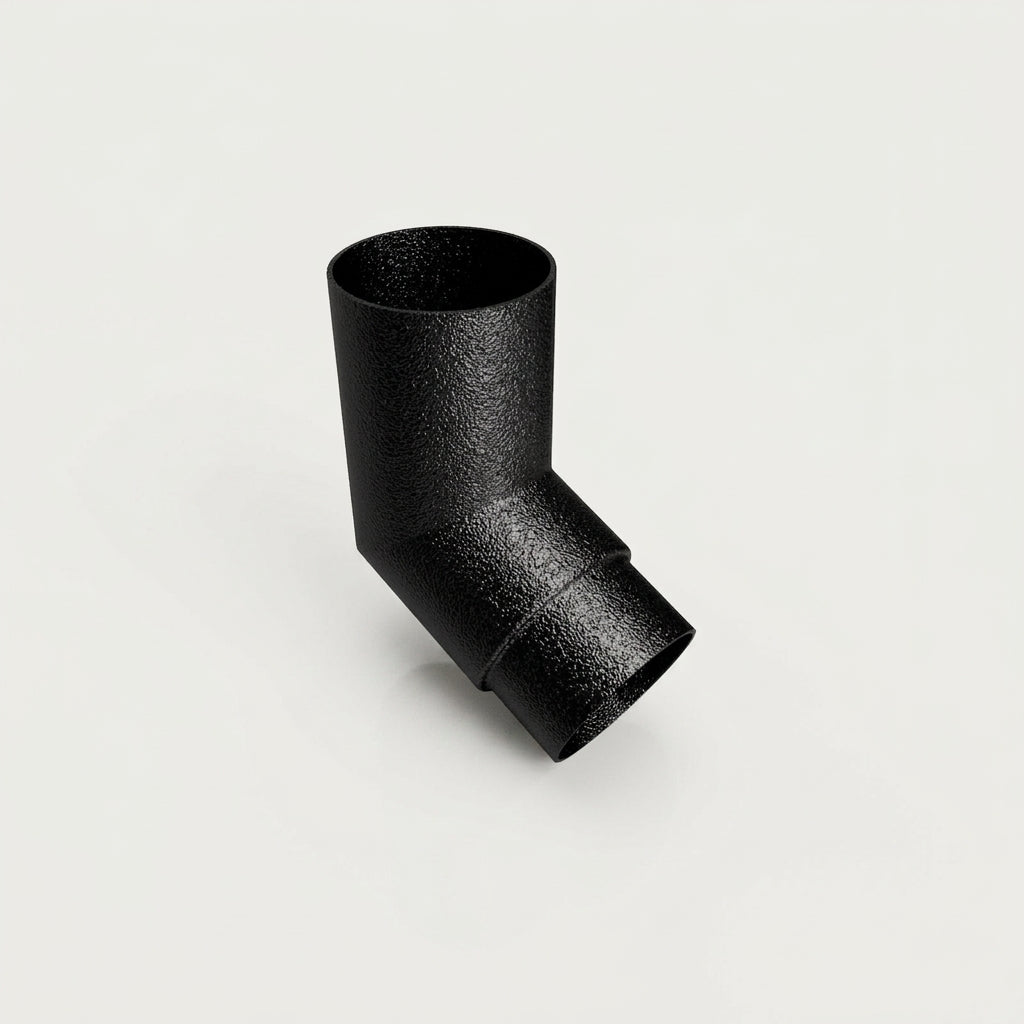 76mm Diameter Flush Joint Aluminium Downpipe Bends — Textured Black / 112.5 Deg