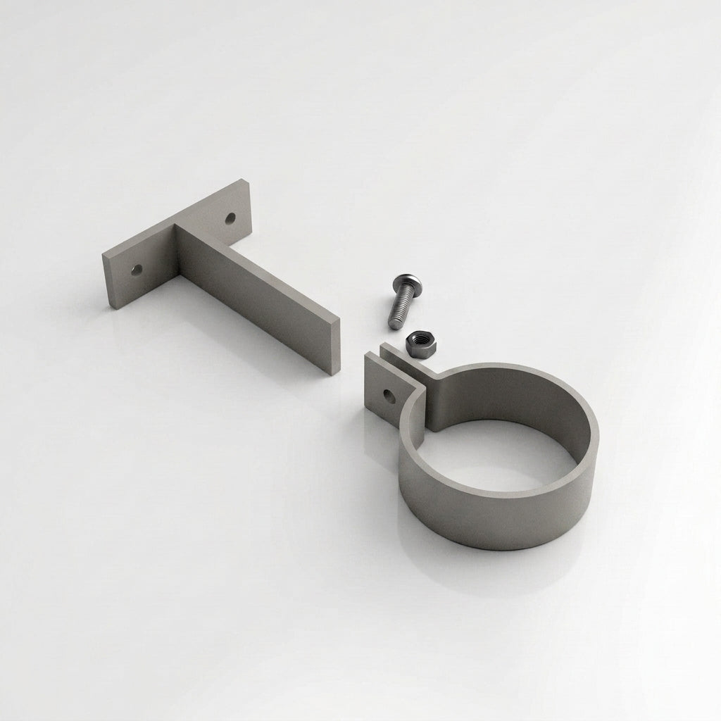Adjustable Aluminium Pipe Clip 63mm Diameter — RAL 7036