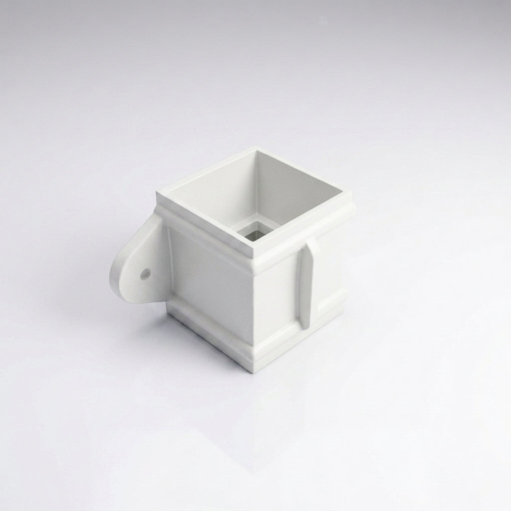 Traditional Downpipe Spare Socket Eared 72x72mm Aluminium — RAL 9016