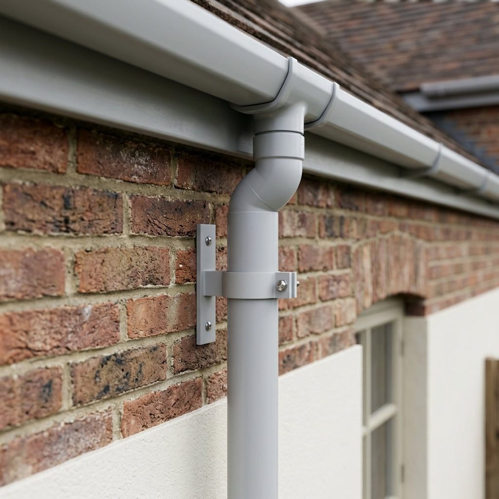 Adjustable Aluminium Pipe Clip 76mm Diameter — RAL 7035 (in use)