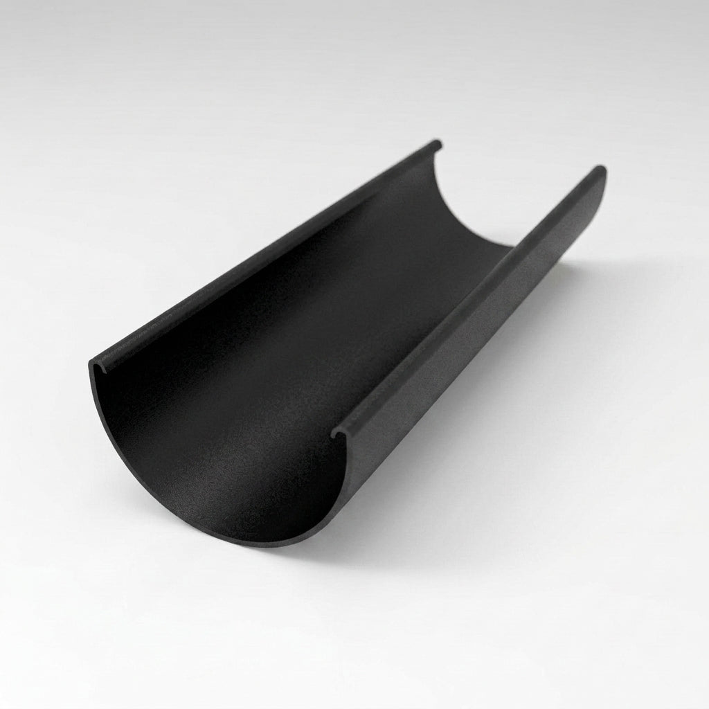 Half Round Gutter Sample – Aluminium — Textured Black