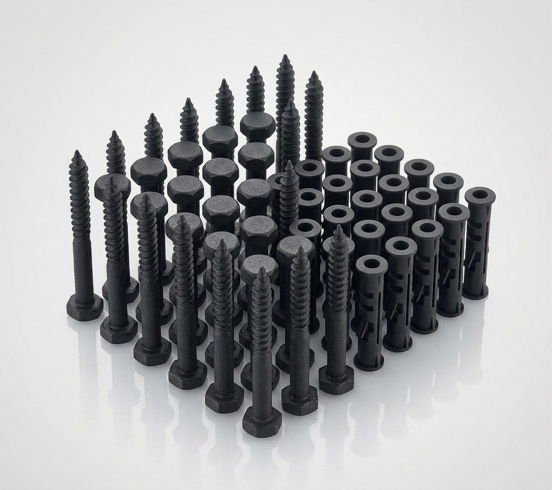 M8 x 70mm Hex Head Coach Screws, Stainless Steel (Pack of 50) — Textured Black