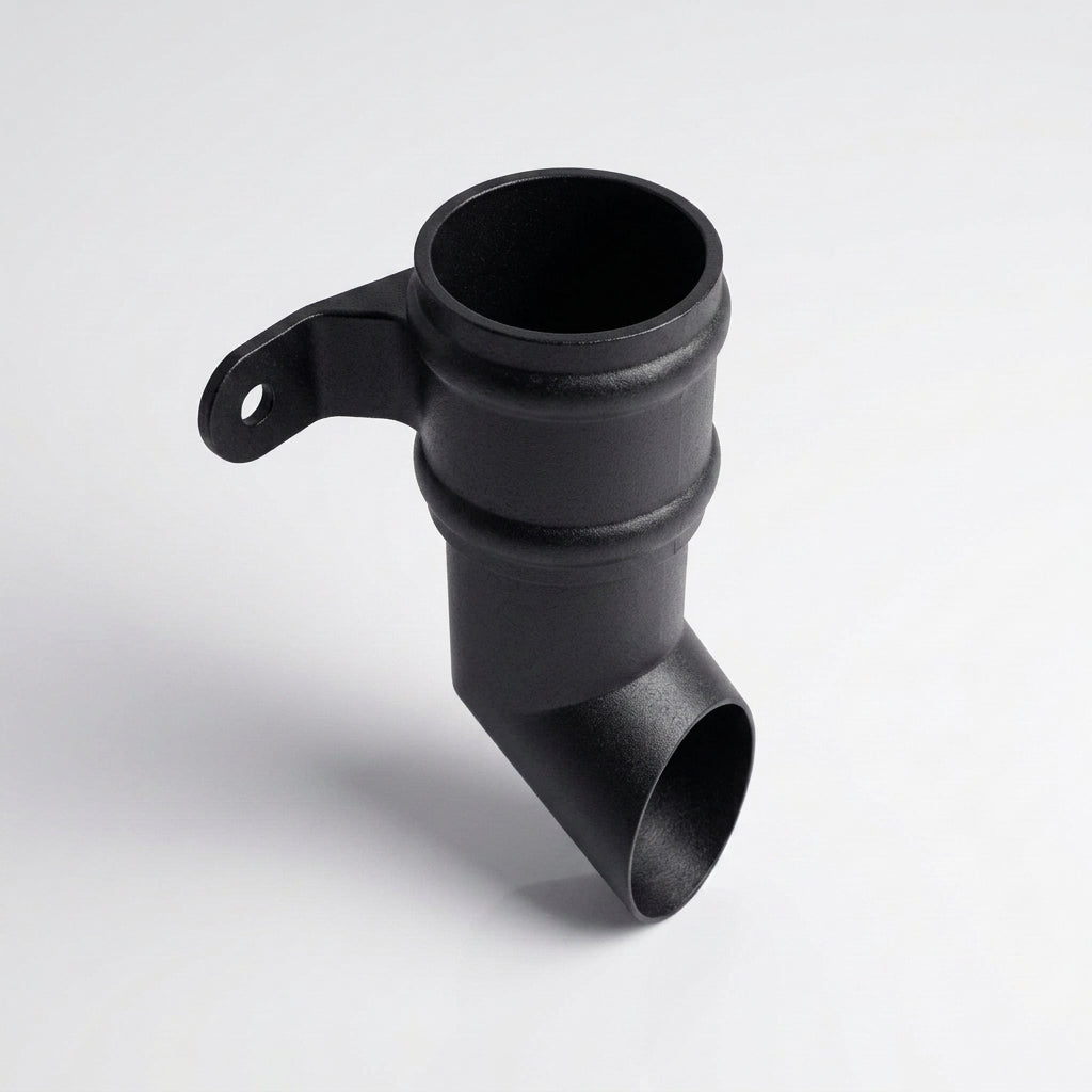 Traditional Aluminium Downpipe Shoe 76mm Diameter — Textured Black