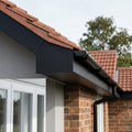 L Return Aluminium Fascia Board Gable Box Ends — Textured Black (in use)