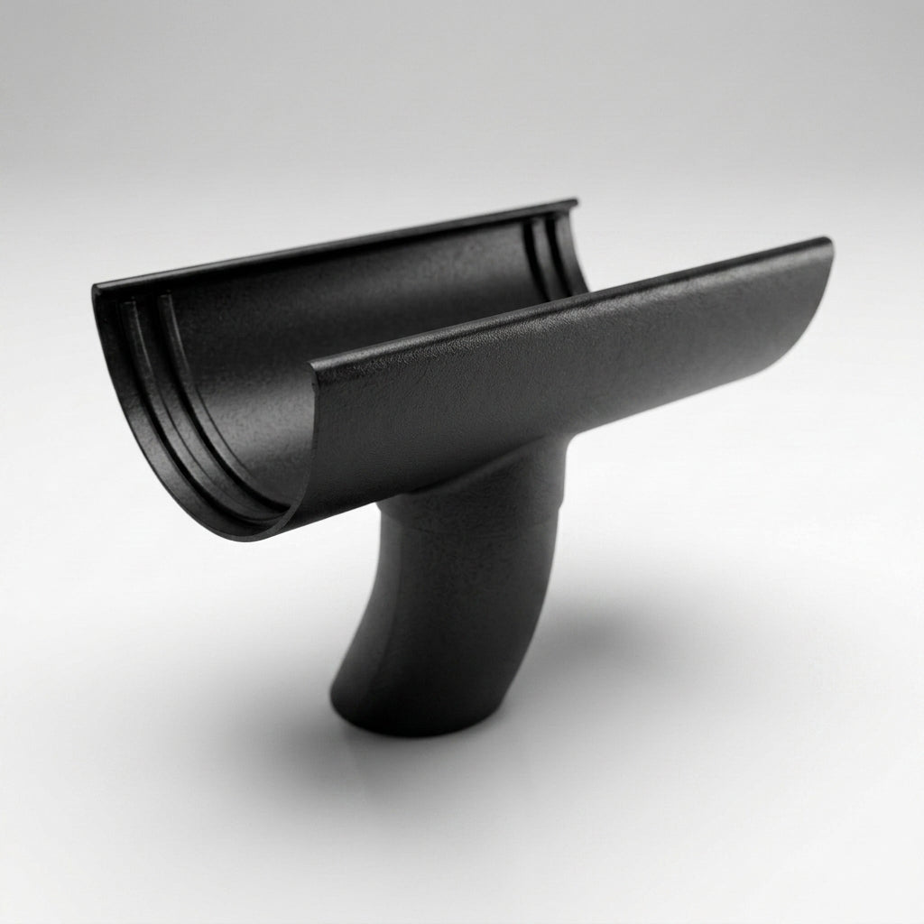Half Round Aluminium Gutter Outlet 63mm Dia. 125mm — Textured Black