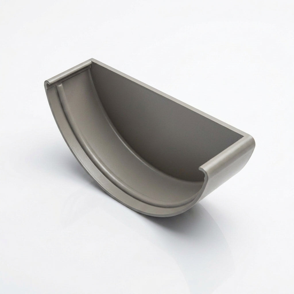 Half Round Aluminium Gutter Stop End - 125mm — RAL 7036
