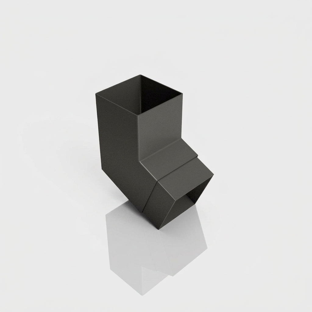 Flush Joint Aluminium Downpipe Bend 72x72mm — RAL 7022 / 112.5 Degrees
