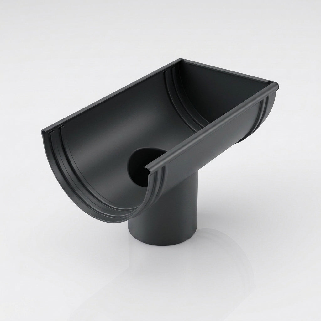 DeepFlow Aluminium Gutter Outlet 76mm Diameter 130mm — RAL 7021