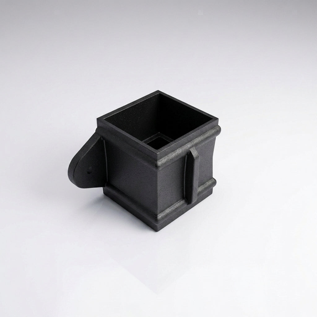 Traditional Downpipe Spare Socket Eared 72x72mm Aluminium — Textured Black