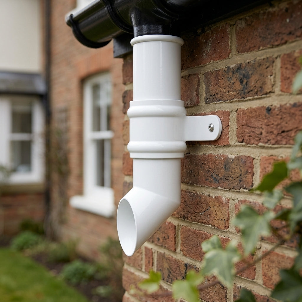 Traditional Aluminium Downpipe Shoe 76mm Diameter — RAL 9016 (in use)