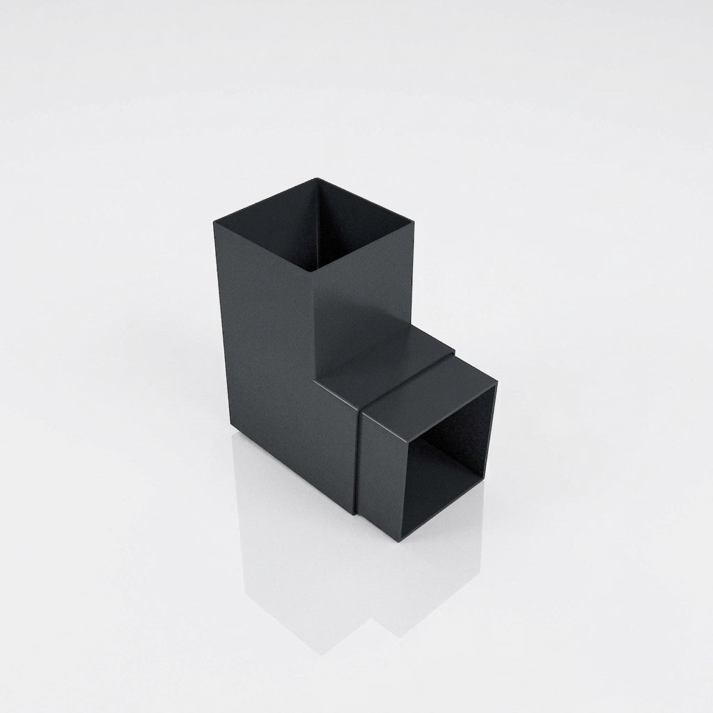 Flush Joint Aluminium Downpipe Bend 72x72mm — RAL 7016 / 92.5 Degrees