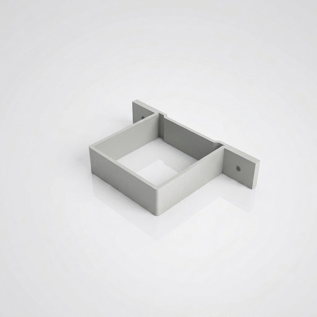 Aluminium Downpipe Clip 72×72mm with 5mm Wall Spacing — RAL 7035