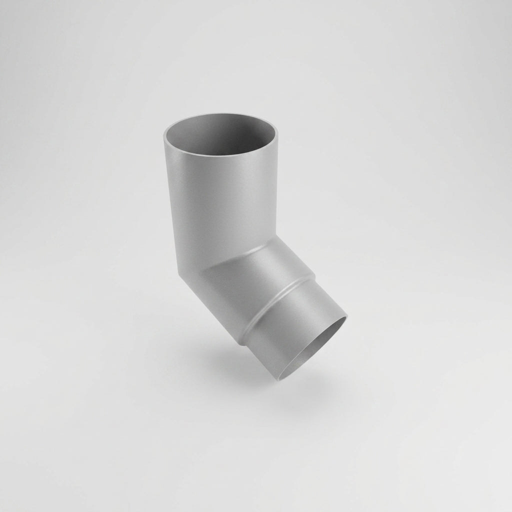 76mm Diameter Flush Joint Aluminium Downpipe Bends — RAL 9006 / 112.5 Deg