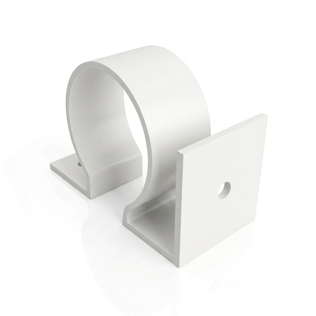 Aluminium Downpipe Clip 63mm Dia with 25mm Wall Offset — RAL 9016