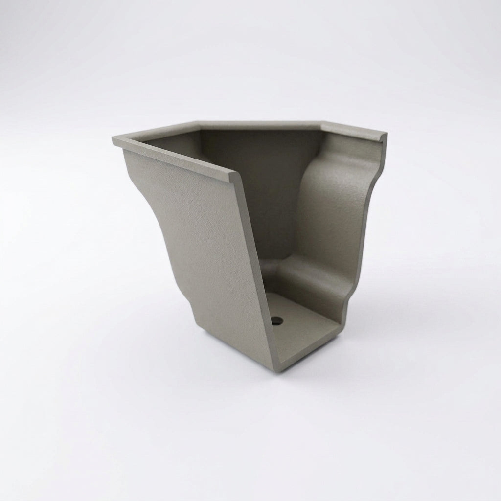Moulded Ogee Gutter Right Hand Stop End 125 x 100mm — RAL 7036