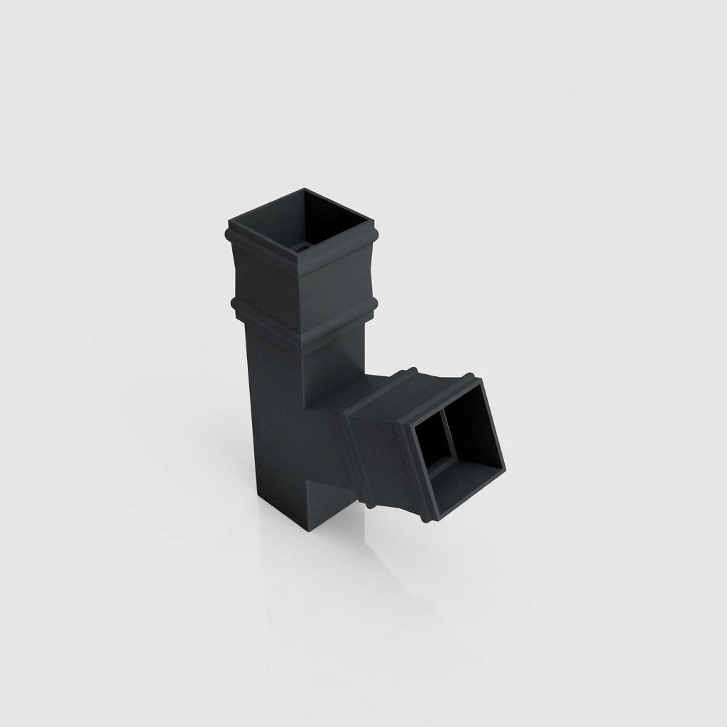 72x72mm Traditional Square Aluminium Downpipe Branches — RAL 7016 / 112.5 Degrees
