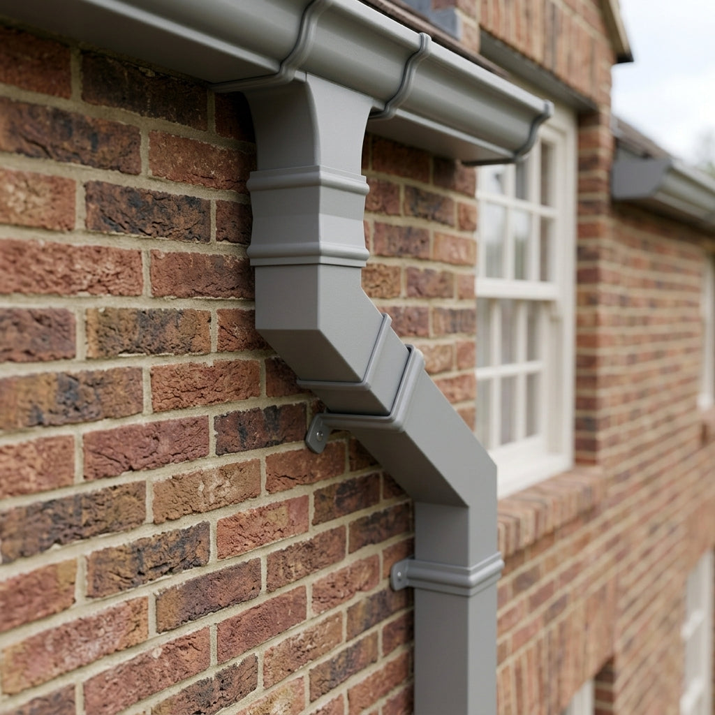 72x72mm Aluminium Adjustable Swanneck Offset — RAL 7037 (in use)