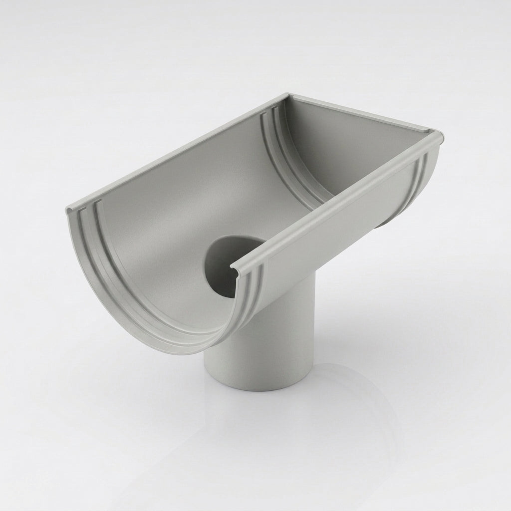 DeepFlow Aluminium Gutter Outlet 76mm Diameter 130mm — RAL 7035