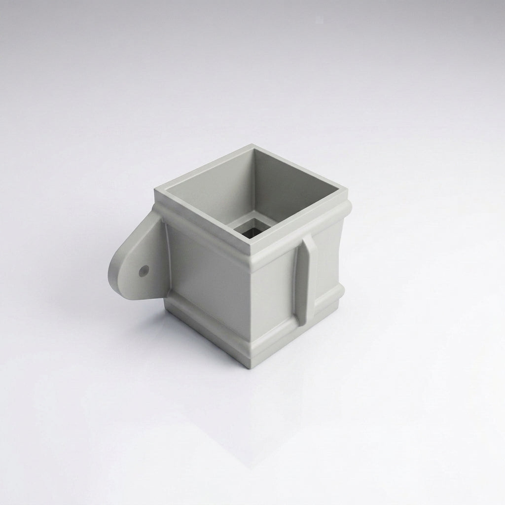 Traditional Downpipe Spare Socket Eared 72x72mm Aluminium — RAL 7035