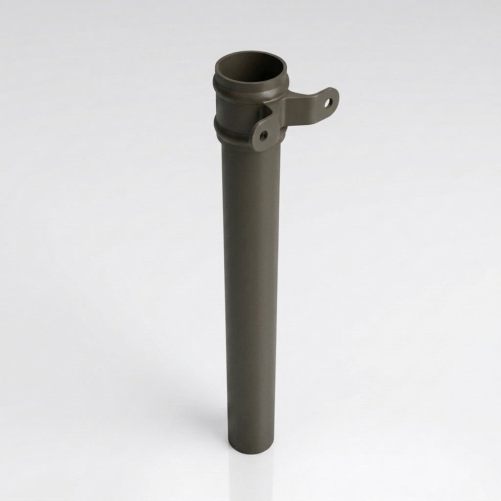 Aluminium Downpipe Length Eared Socket 63mm Dia x 3m — RAL 7022
