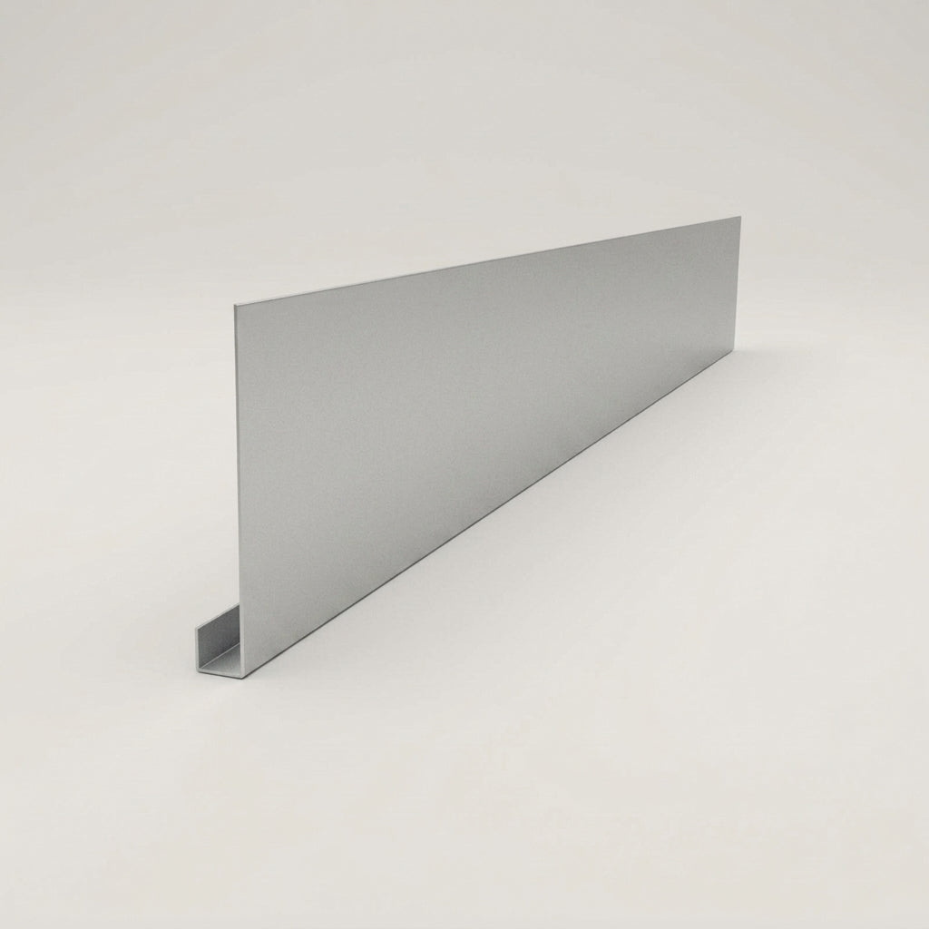 Aluminium Fascia Board Sample — RAL 9006 / 'U' Return
