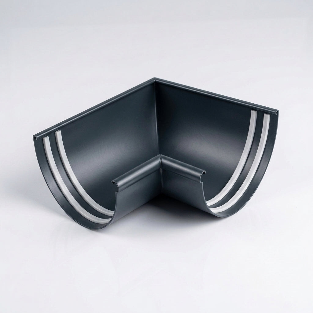 Half Round Aluminium Gutter Angle 135° - 125mm — RAL 7016