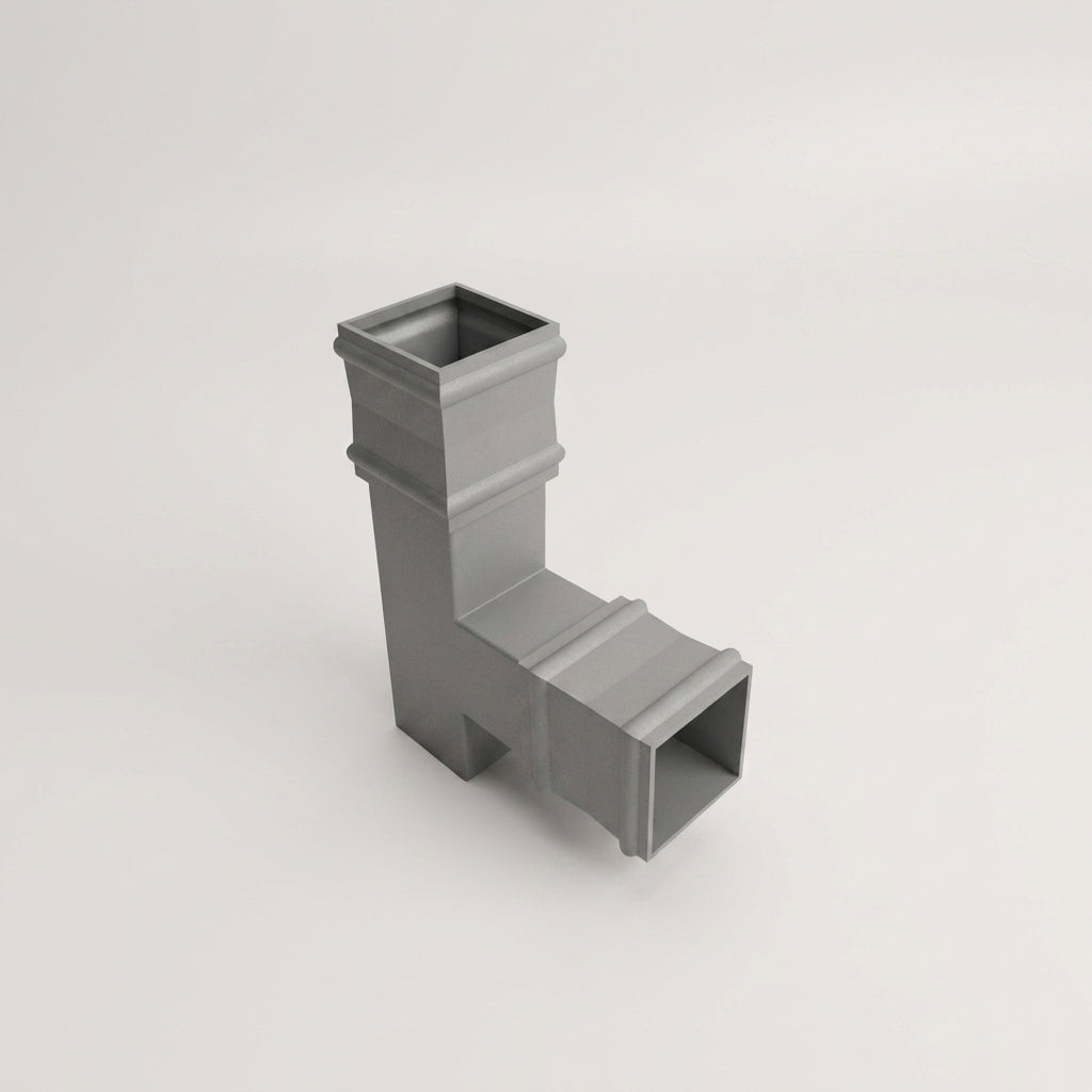 72x72mm Traditional Square Aluminium Downpipe Branches — RAL 7037 / 92.5 Degrees