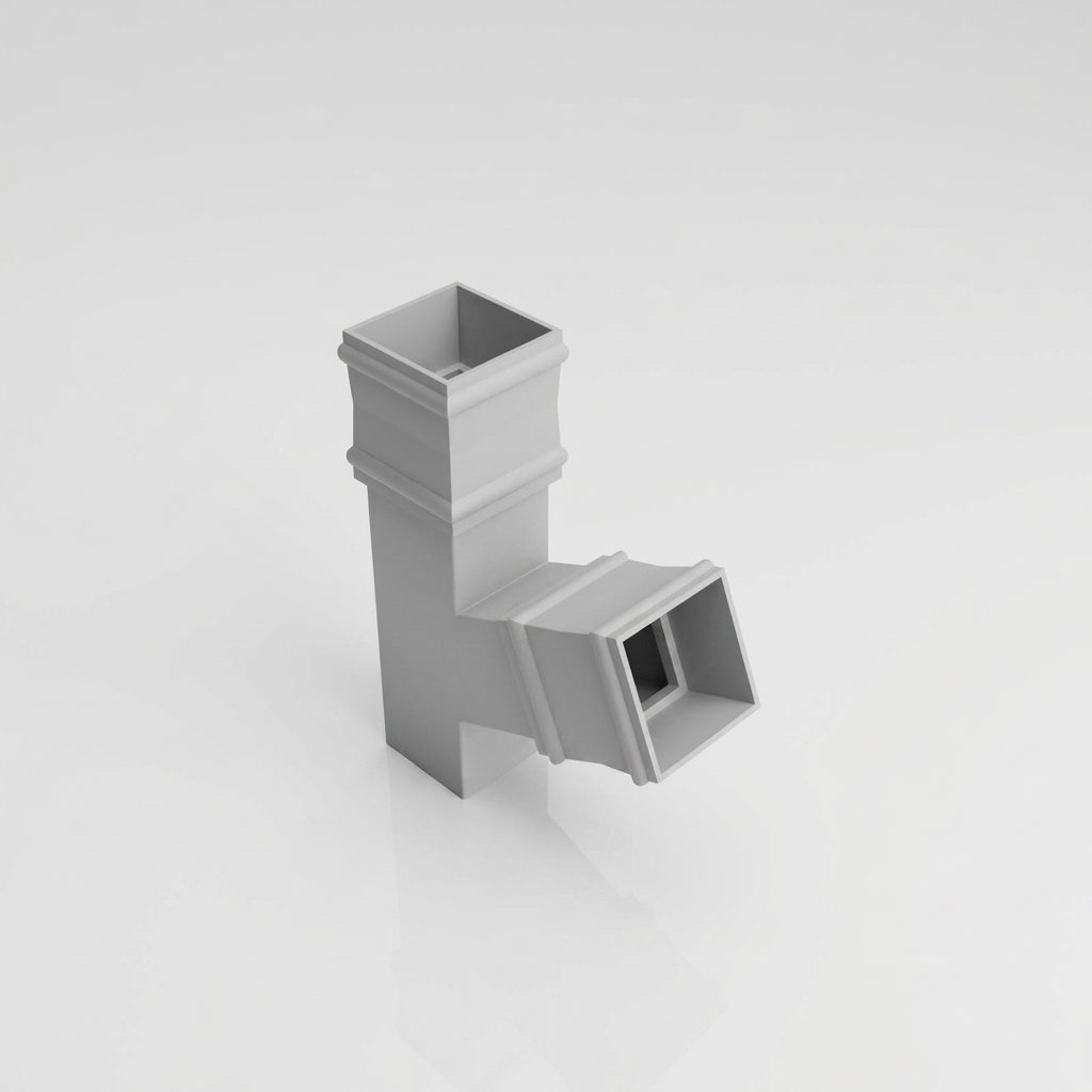 72x72mm Traditional Square Aluminium Downpipe Branches — RAL 9006 / 112.5 Degrees